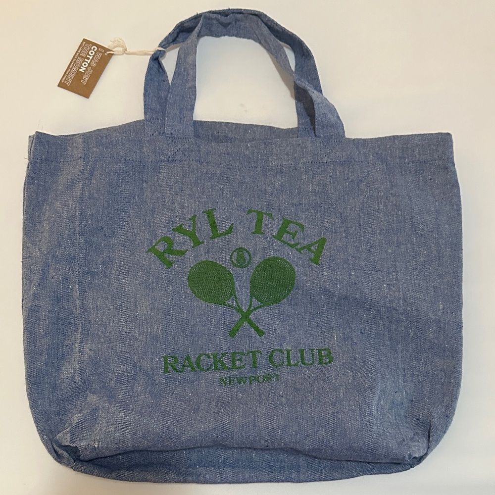 ‘Ryl Tea Racket Club Newport’ Blue/Green Tote Bag OS